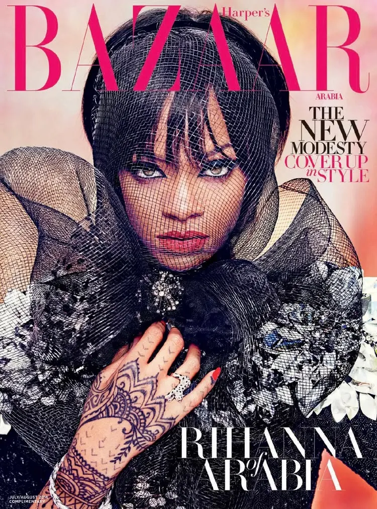 Rihanna covers up in style for Harper's Bazaar Arabia July 2014