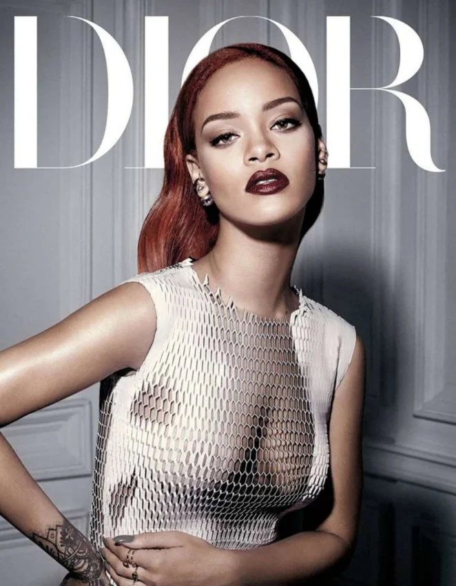 Rihanna goes braless in mesh for Dior Magazine Fall 2015