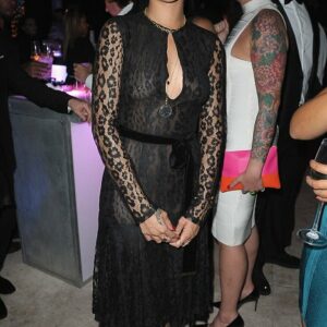 Showing some front: Rihanna stepped out in a sheer lace dress last night which left little to the imagination at P. Diddy's party