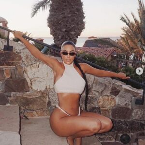 Golden goddess: Kim Kardashian was feeling nostalgic on Tuesday as she took to Instagram to share sizzling throwback snaps from her Cabo vacation