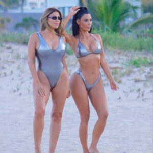 EXCLUSIVE: * EMBARGO: Strictly No Web / Online Permitted Before 9am BST 20th Aug 2018 * Fee For Online After 9am 500 GBP For Set * * Min Paper Print Fee 500 GBP PP * Premium Exclusive Kim Kardashian and Larsa Pippen seen wearing matching silver bikini/swimsuit while on a photoshoot in MIami, FL Pictured: Kim Kardashian,Larsa Pippen Ref: SPL5016984 180818 EXCLUSIVE Picture by: AM / SplashNews.com * EMBARGO: Strictly No Web / Online Permitted Before 9am BST 20th Aug 2018 * Fee For Online After 9am 500 GBP For Set * * Min Paper Print Fee 500 GBP PP * Splash News and Pictures Los Angeles: 310-821-2666 New York: 212-619-2666 London: 0207 644 7656 Milan: +39 02 4399 8577 Sydney: +61 02 9240 7700 photodesk@splashnews.com World Rights