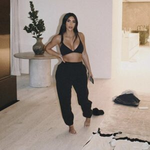 'Good morning': Kim Kardashian posted a racy image while wearing items from her loungewear/undergarments brand on Thursday morning