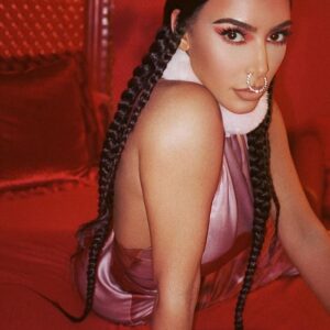 Pushing boundaries: Kim Kardashian went for an edgy look while rocking a nose ring and chic braids in a set of new Instagram pics for her KKW Beauty range