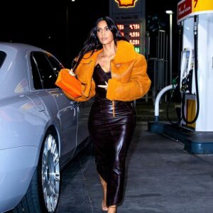 All dolled up: Kim Kardashian, 40, makes a late night snack run in a Dior dress and YEEZY jacket fashioned by ex-husband Kanye West amid reports she still 'worries' about dating again